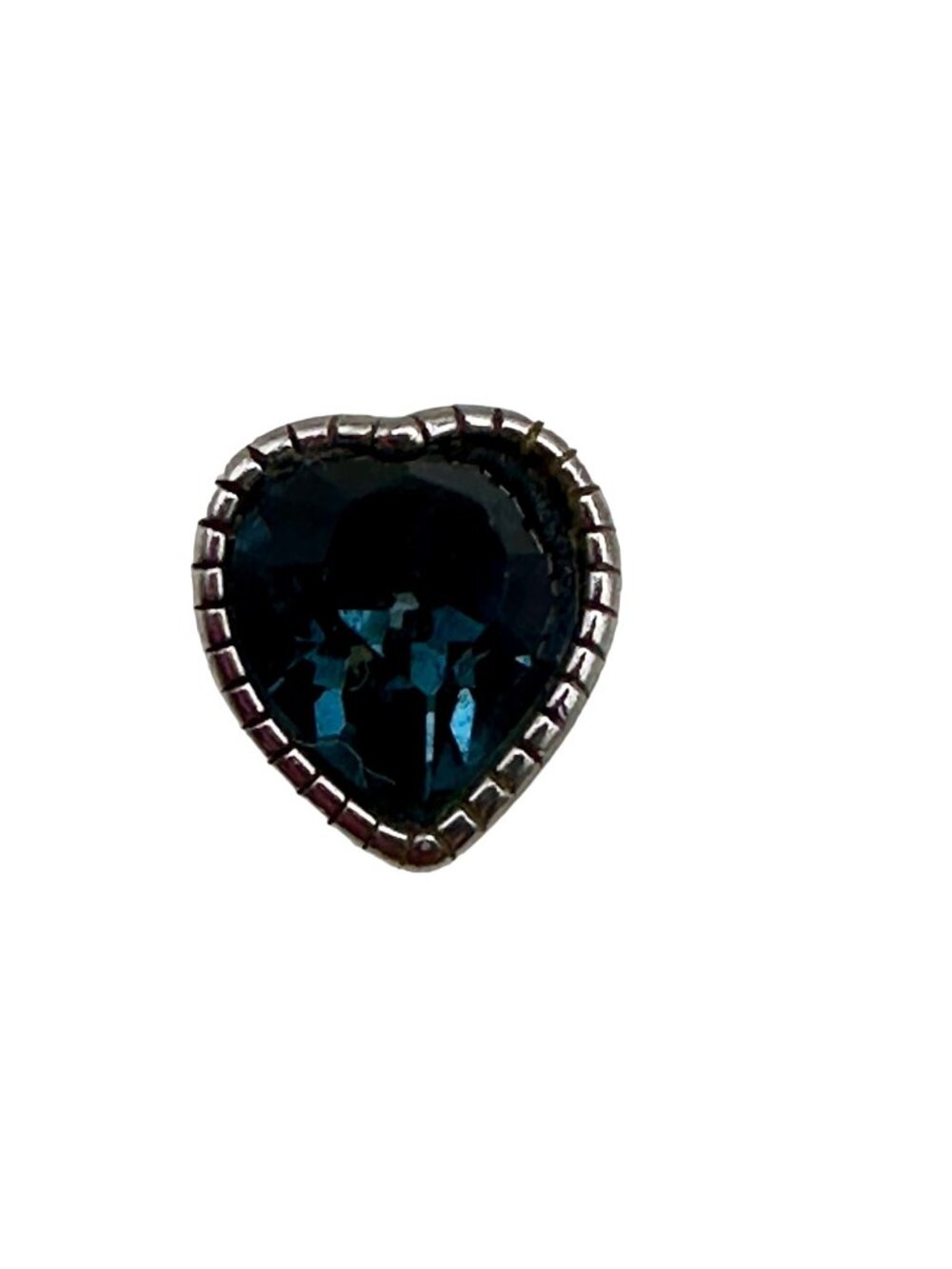 Single Earring 925 Silver Blue Heart Stud Marked FD 925 Heart Shape Valentine